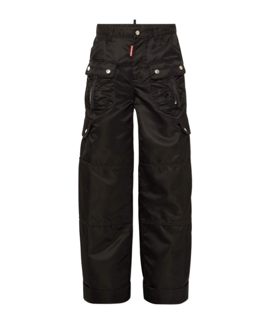 Dsquared2 Satin Cargo Trousers In Black