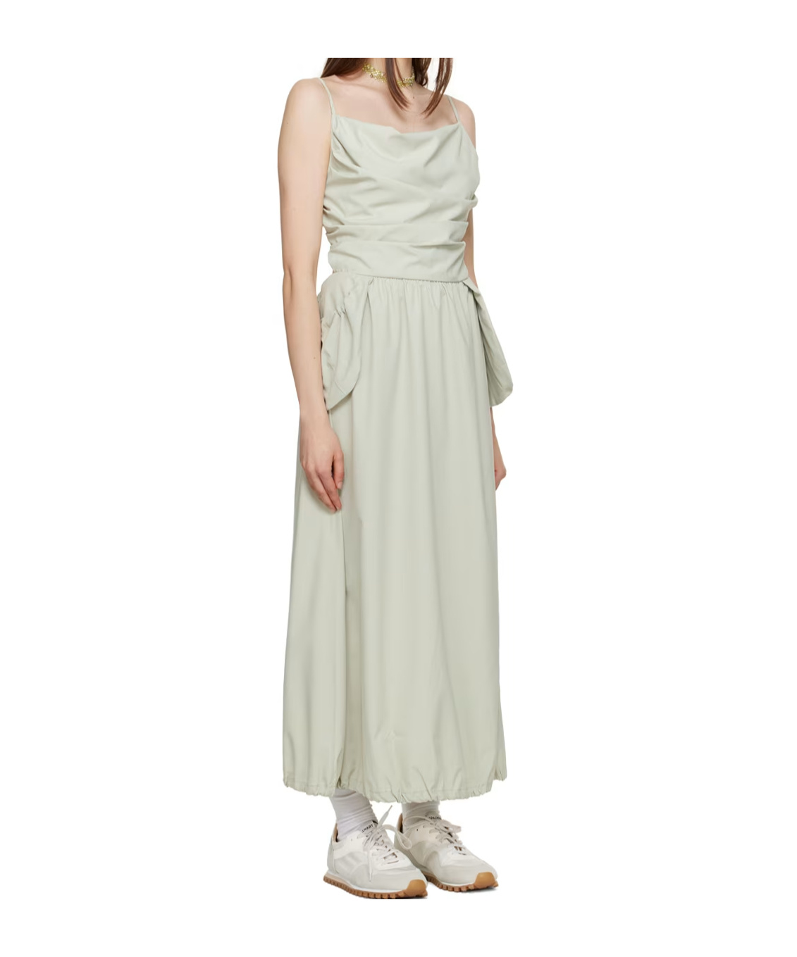 Open Yy Pleated Dress In Green
