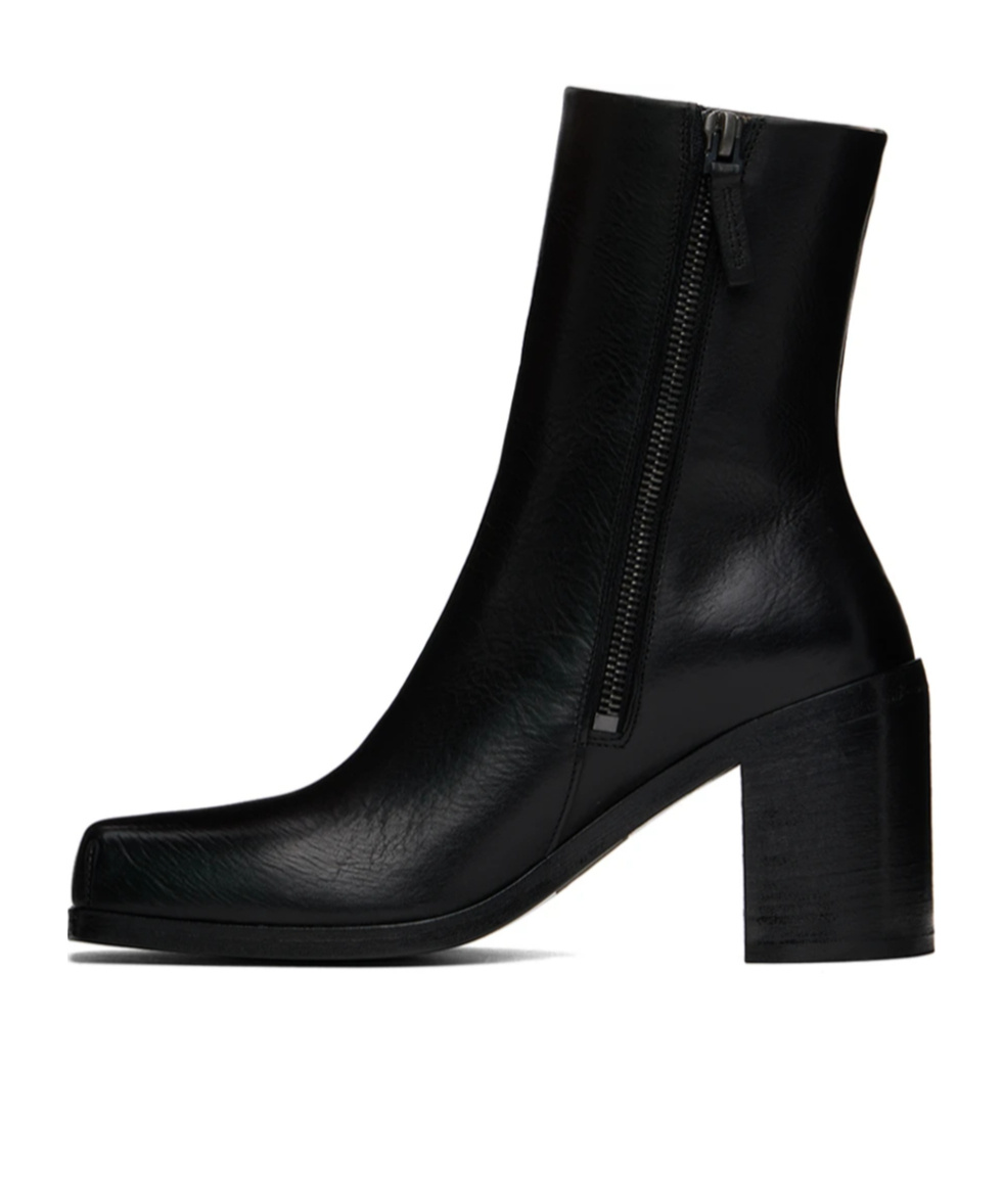 Shop Marsèll Square-toed Zipper Short Boots In Black
