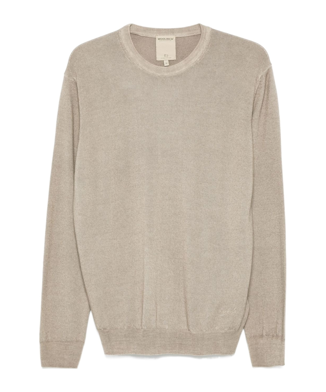 Woolrich Long Sleeve Crew Neck Knitted Sweater In Neutral