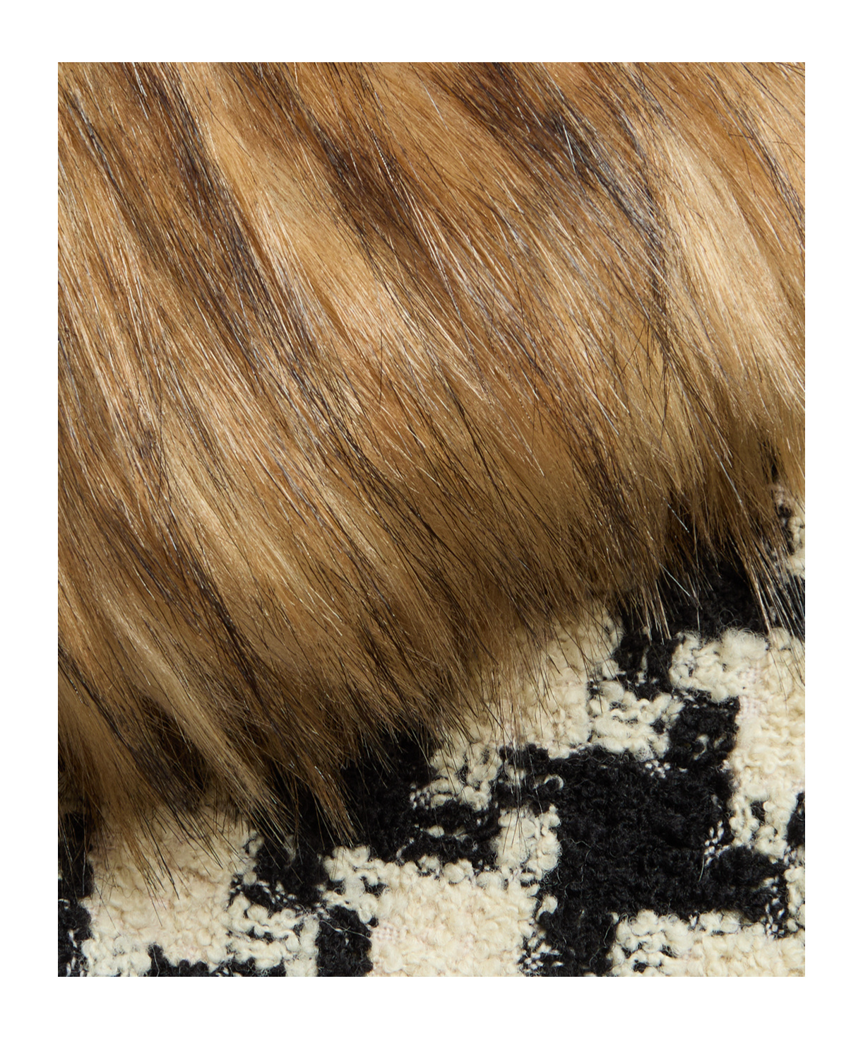 Valentino Faux-fur Macro Houndstooth Tweed Jacket In Nude