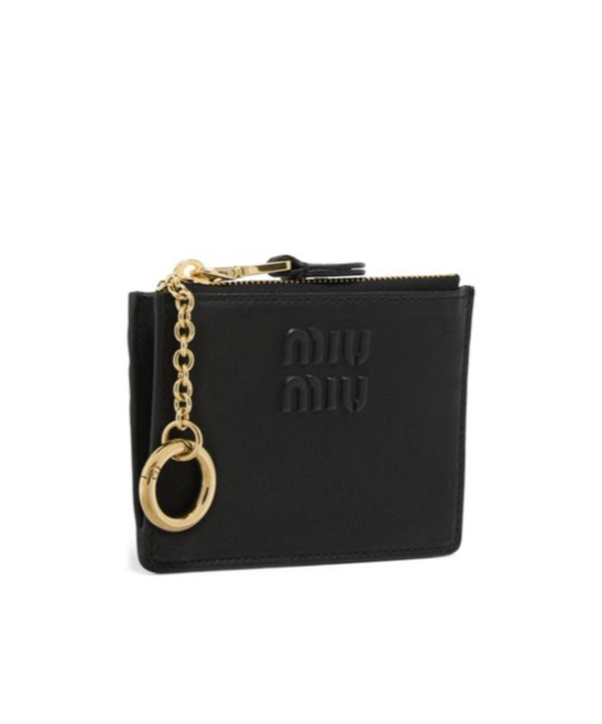 Miu Miu Mini Leather Cardholder In Black