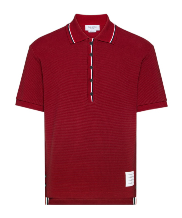 Thom Browne Rwb-stripe Cotton Polo Shirt In Red