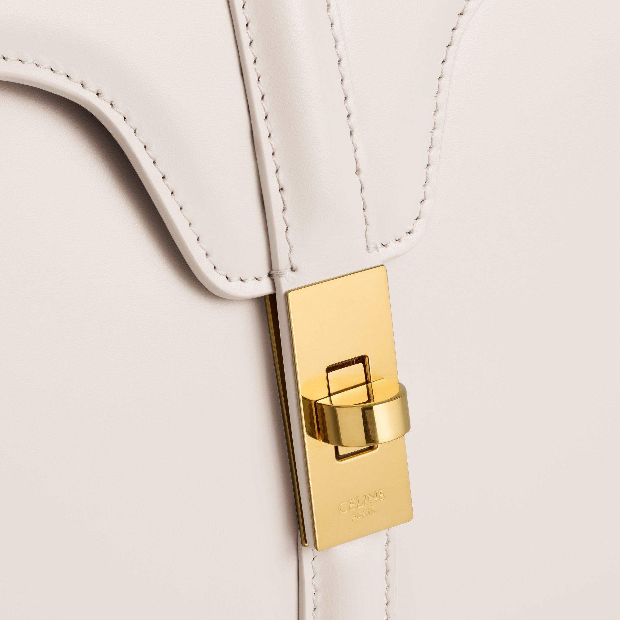 Celine Small 16 Bag In Satinated Calfskin In White