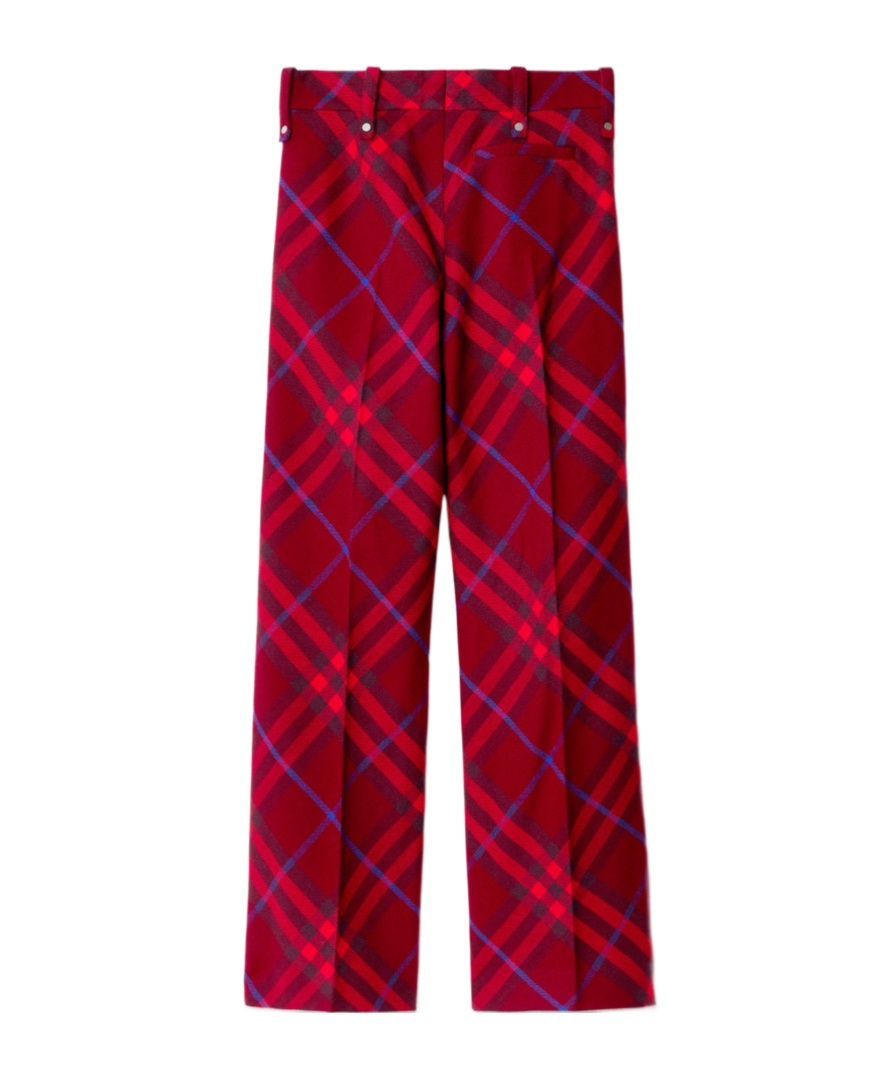 Burberry Checked Straight-leg Wool Trousers In Red