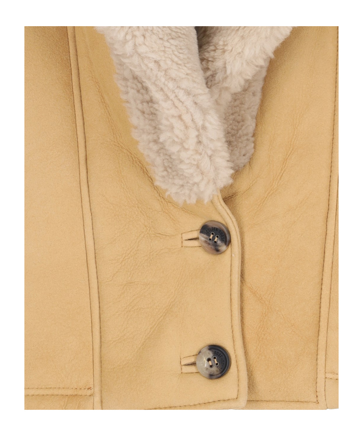 Golden Goose Women's Sheepskin Jacket With A Wide Shearling Shawl Collar In Nude