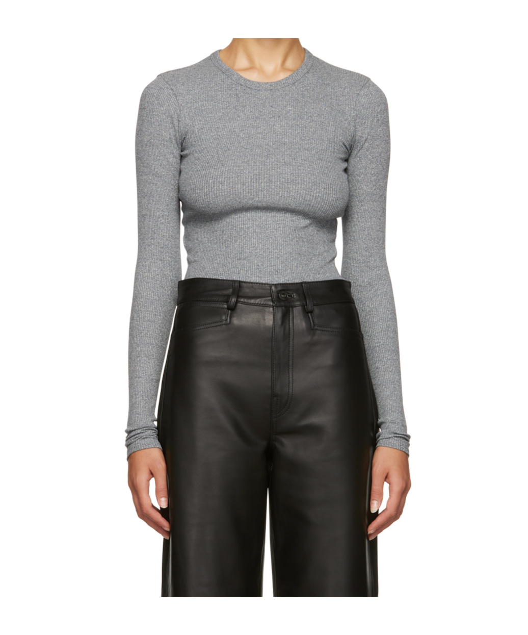 Rag & Bone Round Collar And Long-sleeved T-shirt In Gray