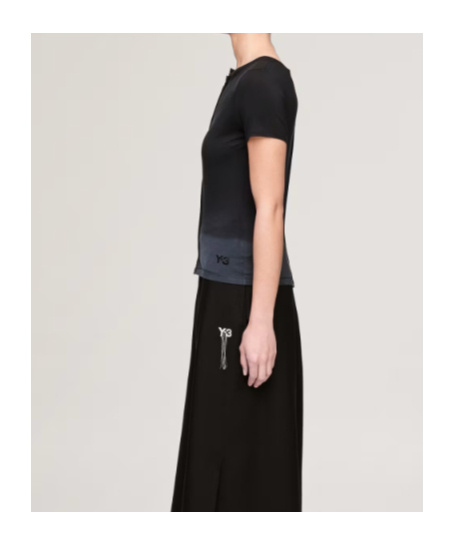 Y-3 Asymmetric Hem Short Sleeve Round Neck Top In Black
