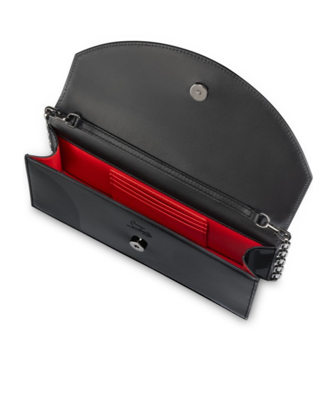 Christian Louboutin Loubi54 Flap Patent Leather Clutch Bag In Black