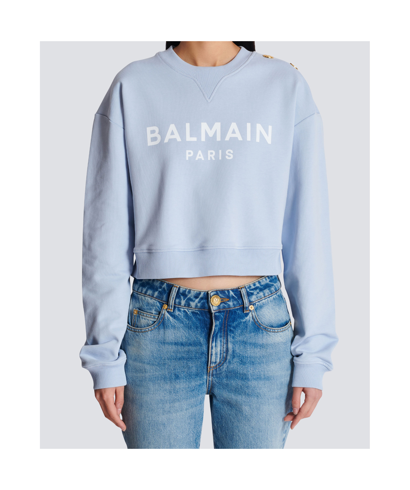 Shop Balmain Printed Paris Sweatshirt In Blue