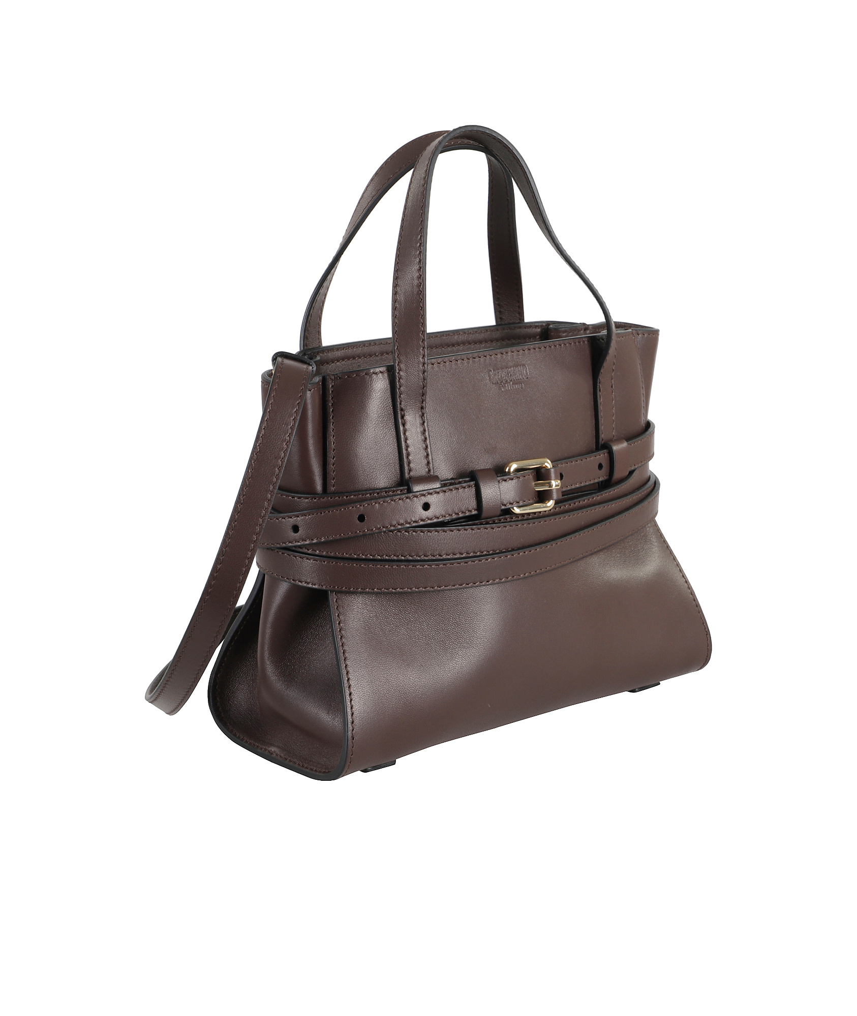 Moschino Small Tie Me Buckle-strap Tote Bag In Black