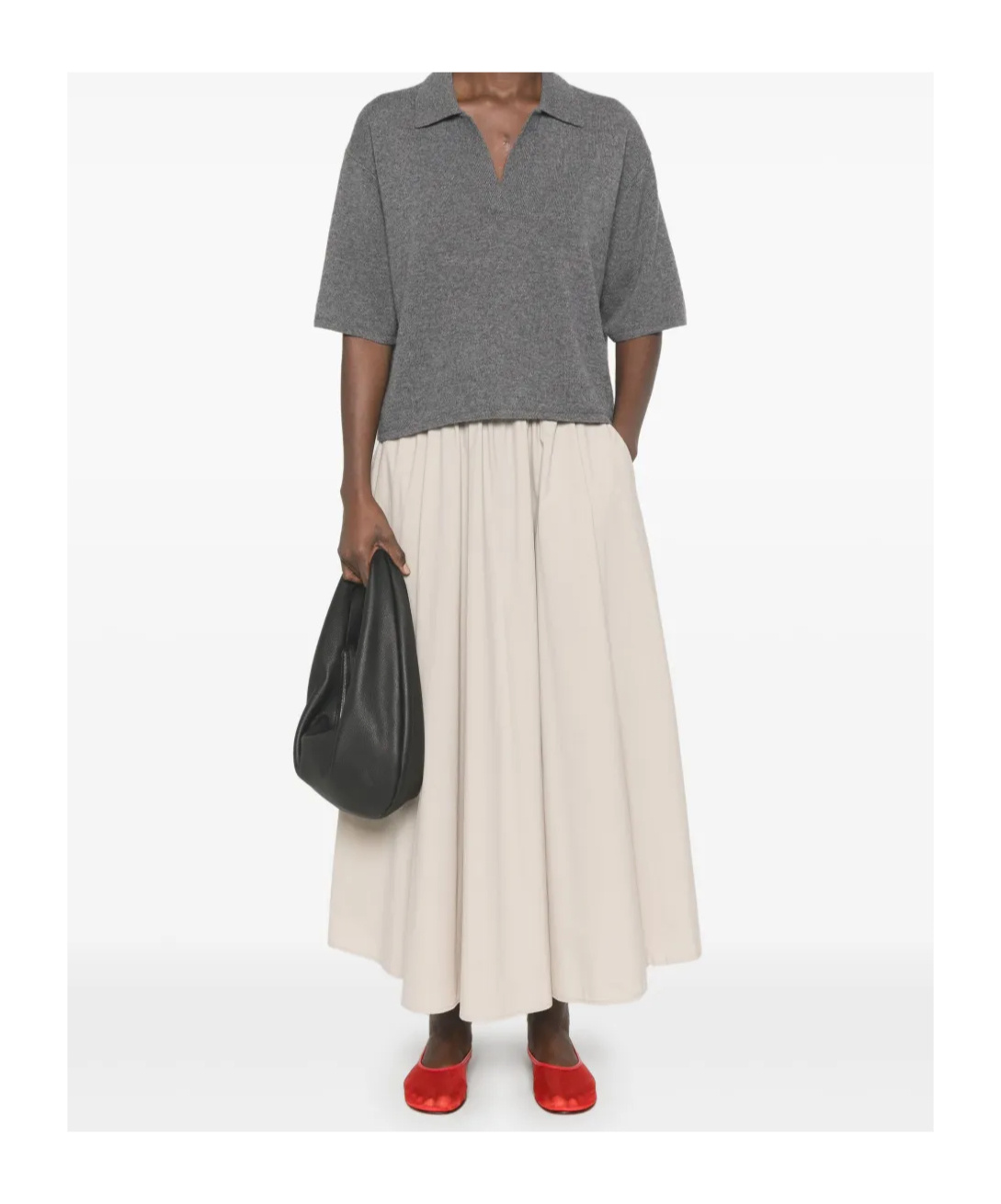 Herno Pleated Stretch Nylon Midi Skirt In Neutral