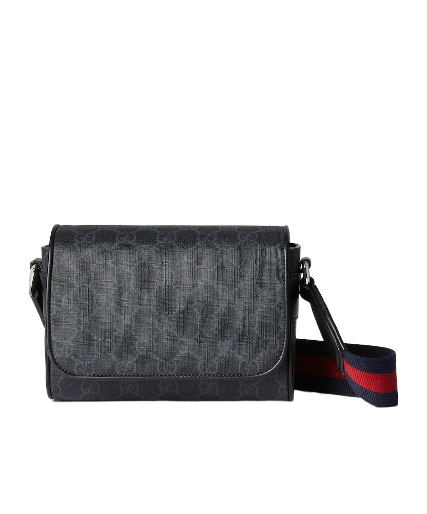 Gucci Gg Supreme Fabric And Leather Shoulder Bag In Black