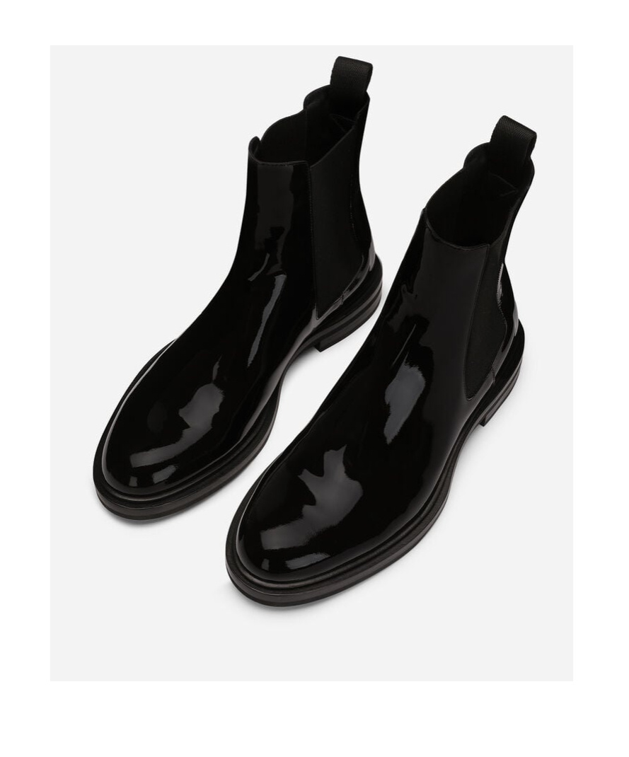Dolce & Gabbana Altavilla Patent Leather Ankle Boots In Black