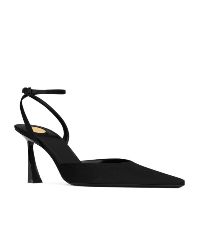 Saint Laurent Aimée Slingback Pumps In Satin Crepe In Black