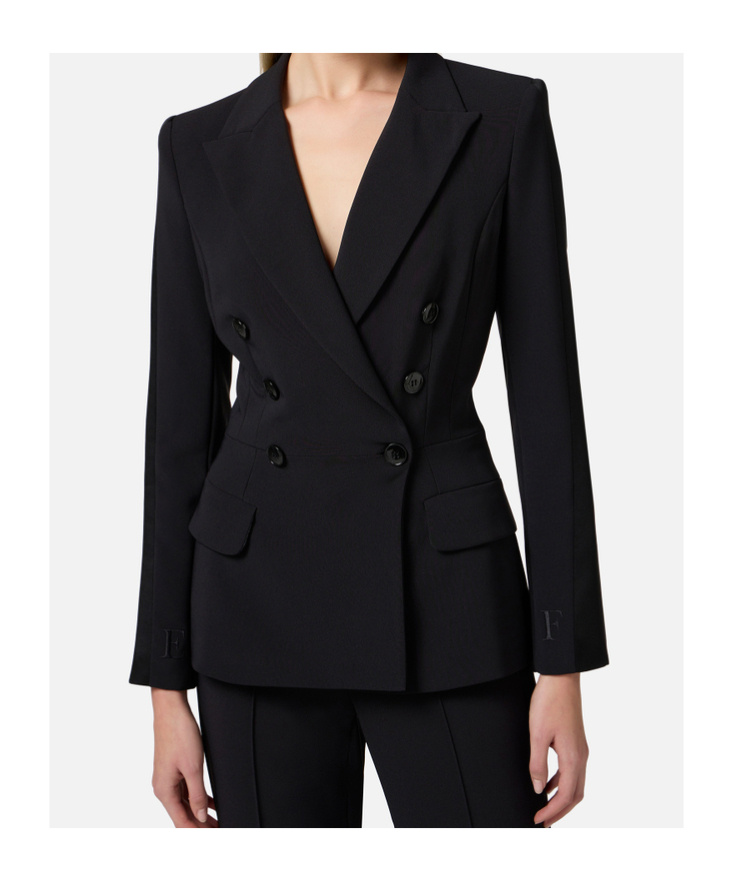 Elisabetta Franchi Satin Bands Blazer In Black