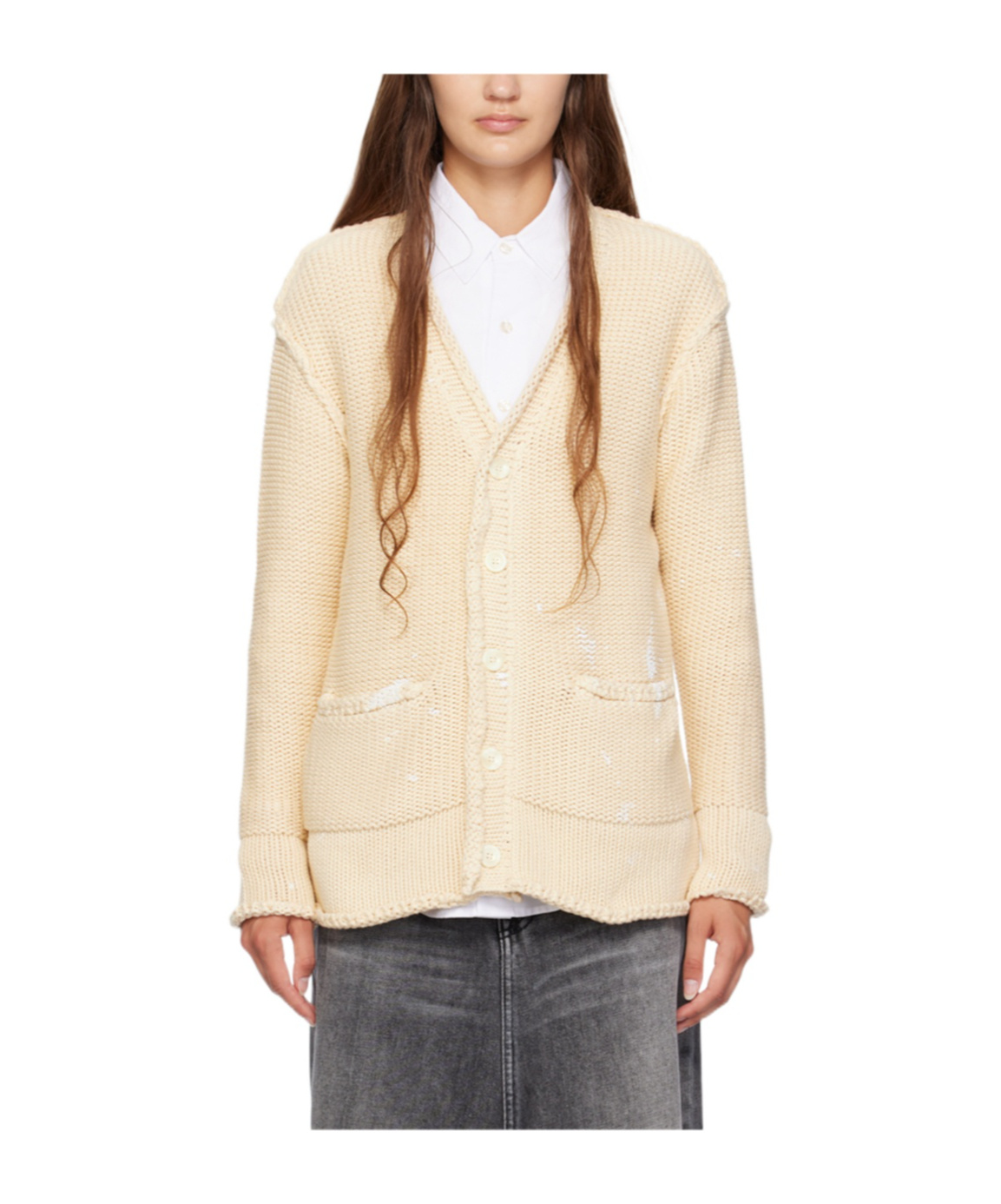 R13 Crimped Knitted Cardigan In Nude