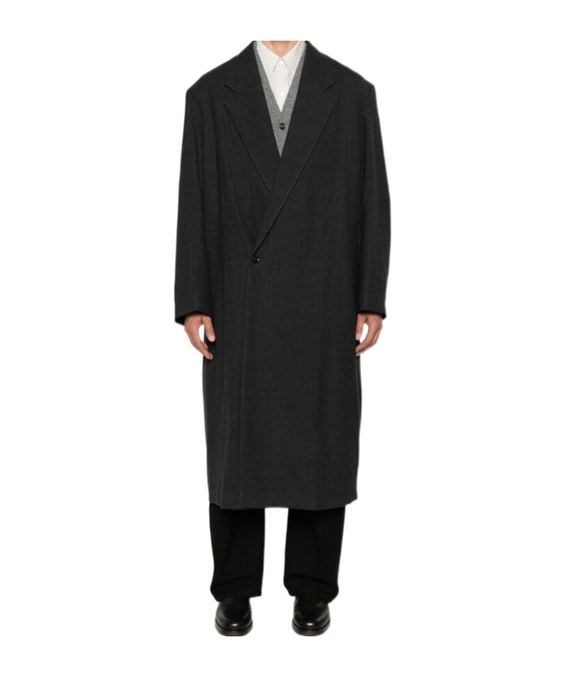 Lemaire Double-breasted Coat In Black
