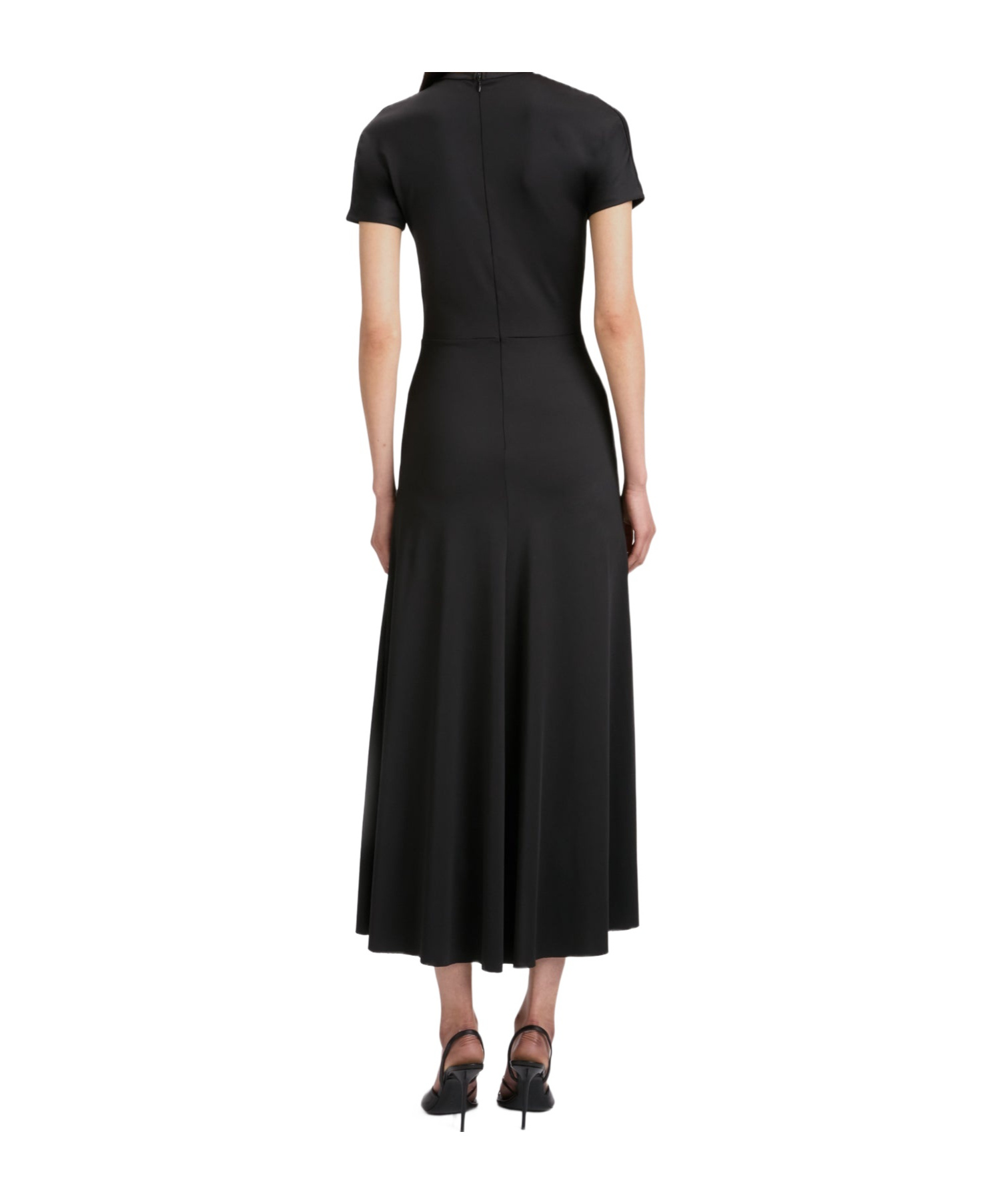 Victoria Beckham Gathered Waist Midi Dress In Black