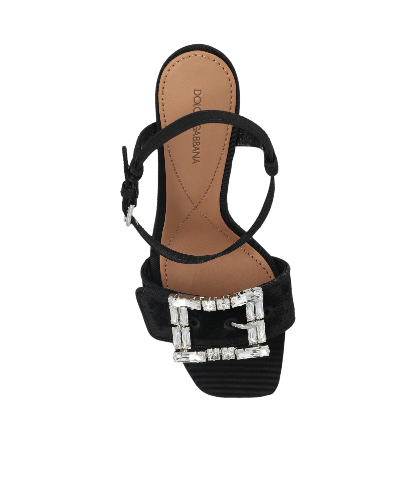 Dolce & Gabbana Crystal-buckle Sandals In Black