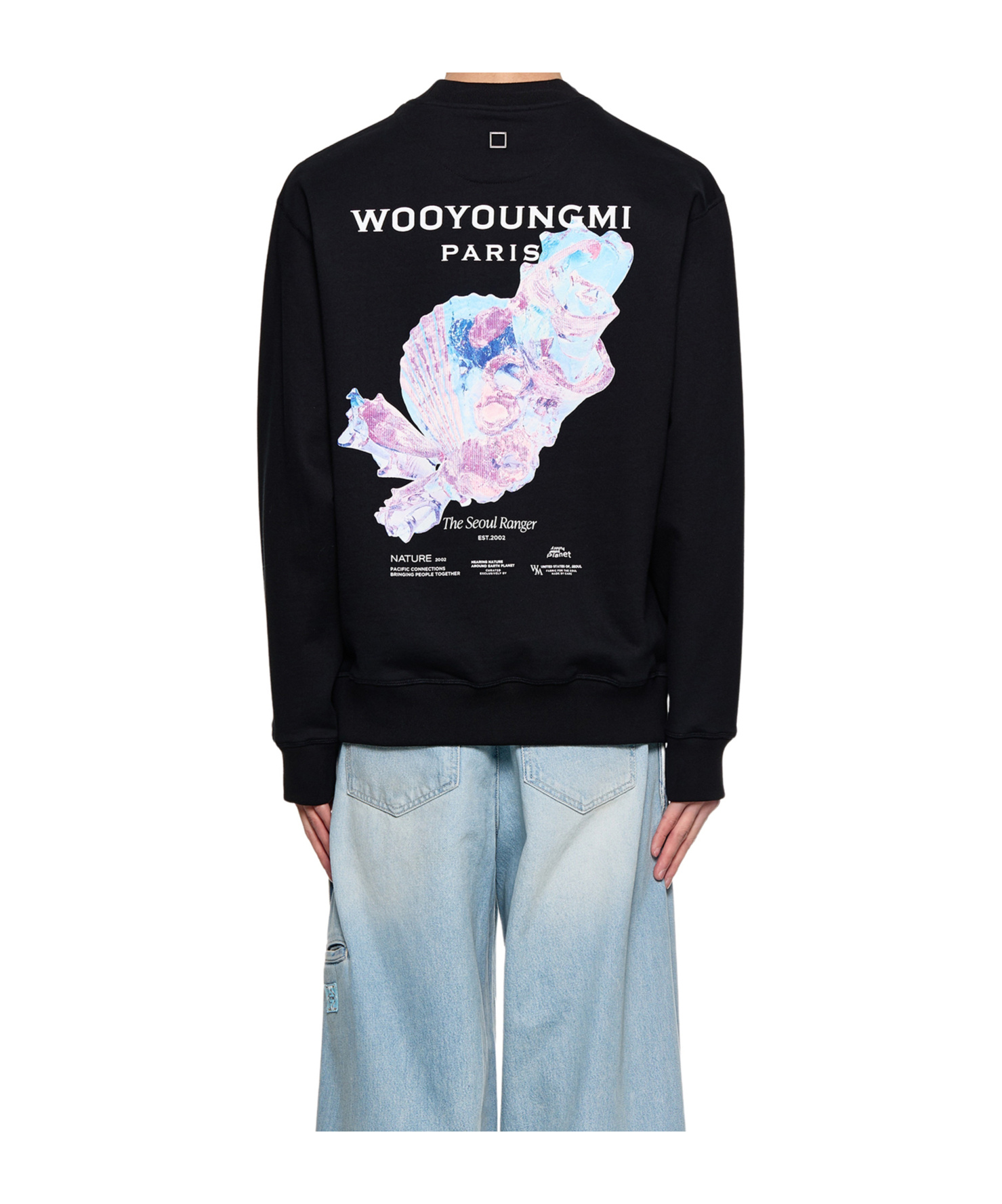 Wooyoungmi Round-collar Long-sleeve Hoodie In Black