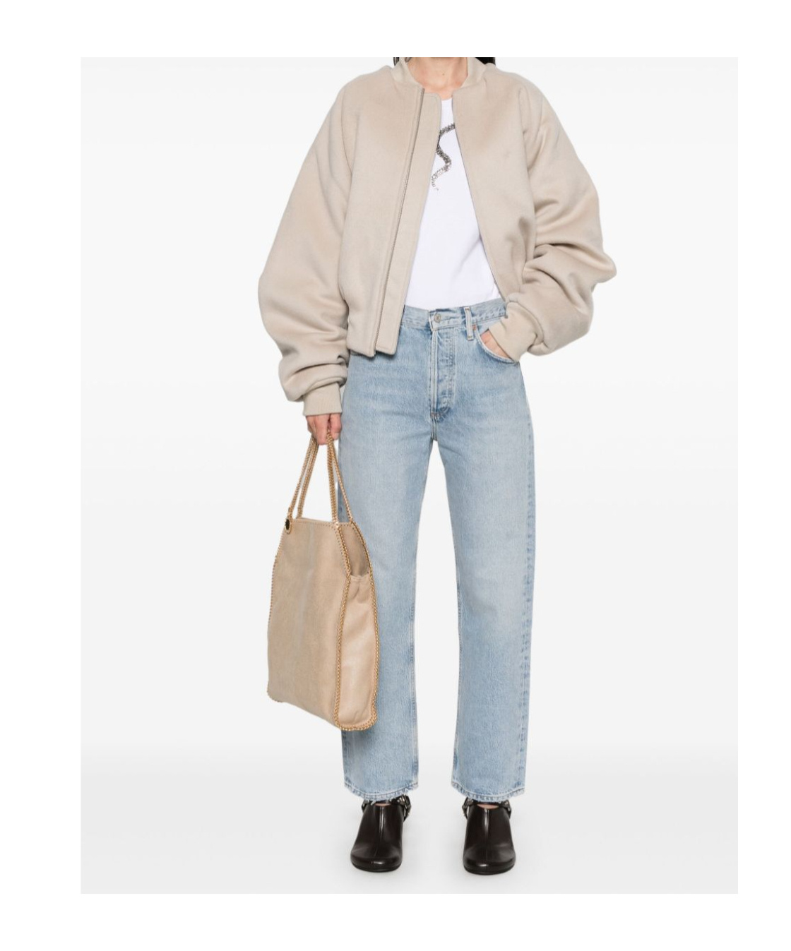 Agolde Wide-leg High-waisted Cotton Jeans In Gray