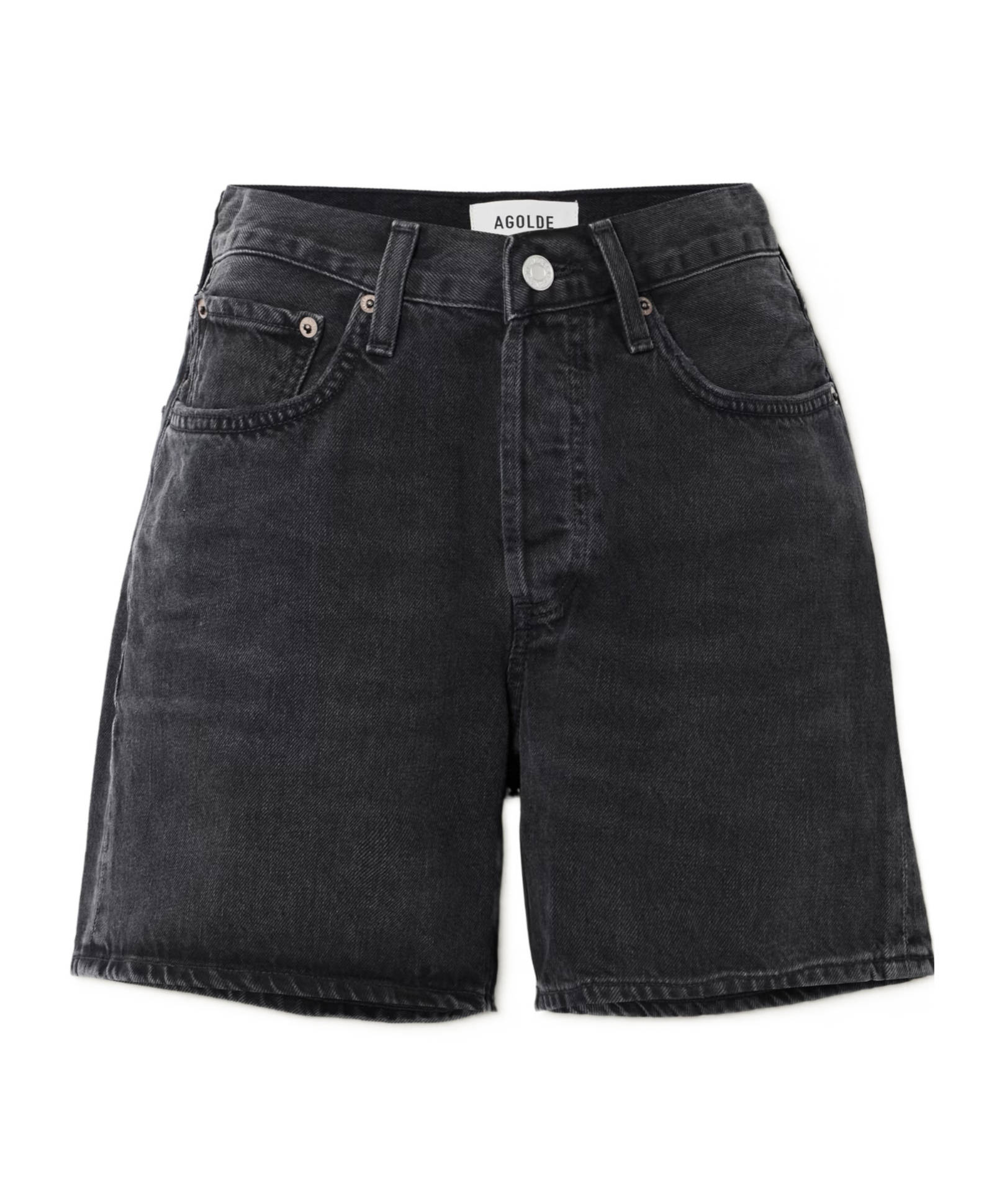 Agolde High Waist Denim Shorts In Black