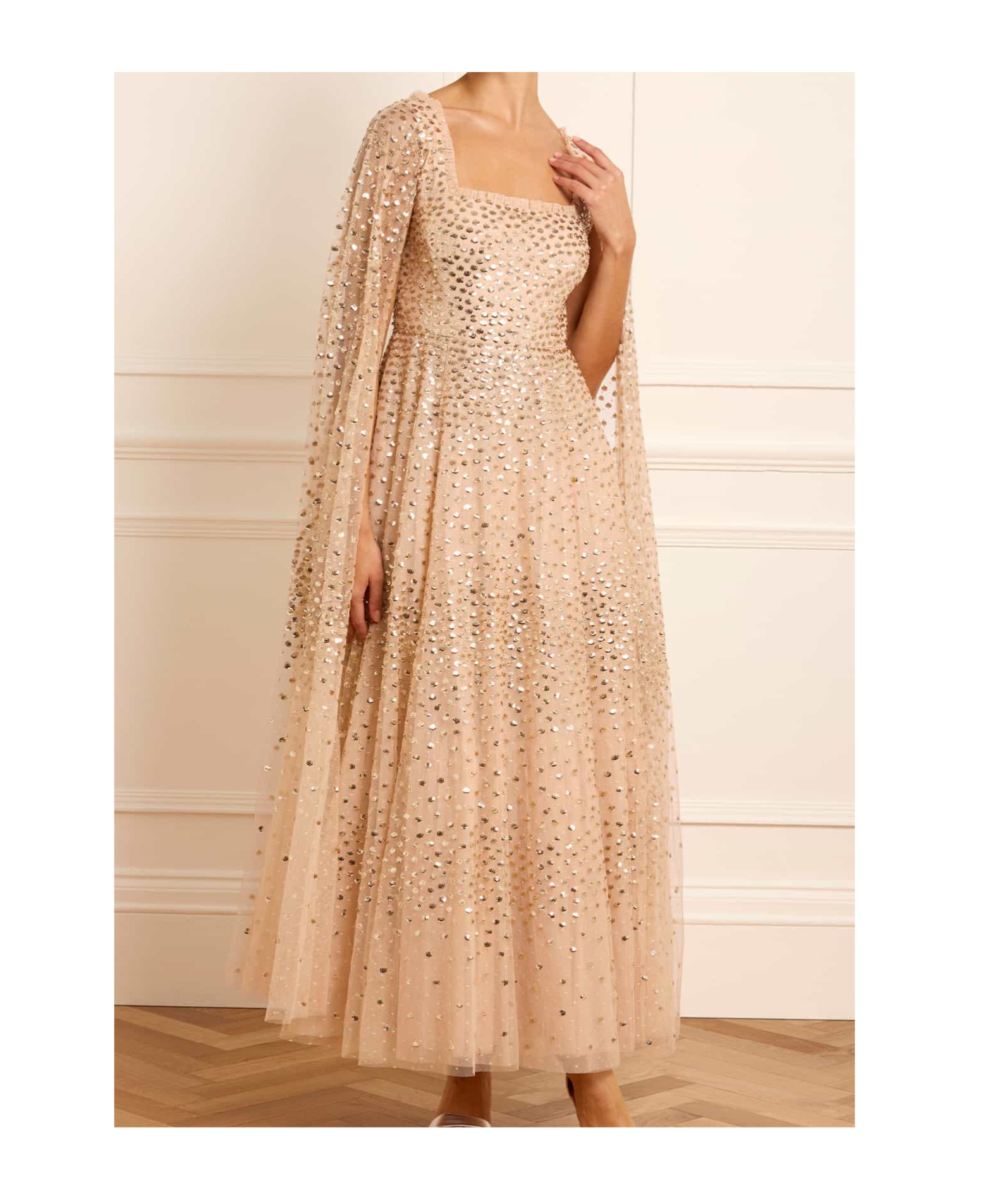 Needle & Thread Sequined Dress In Nude
