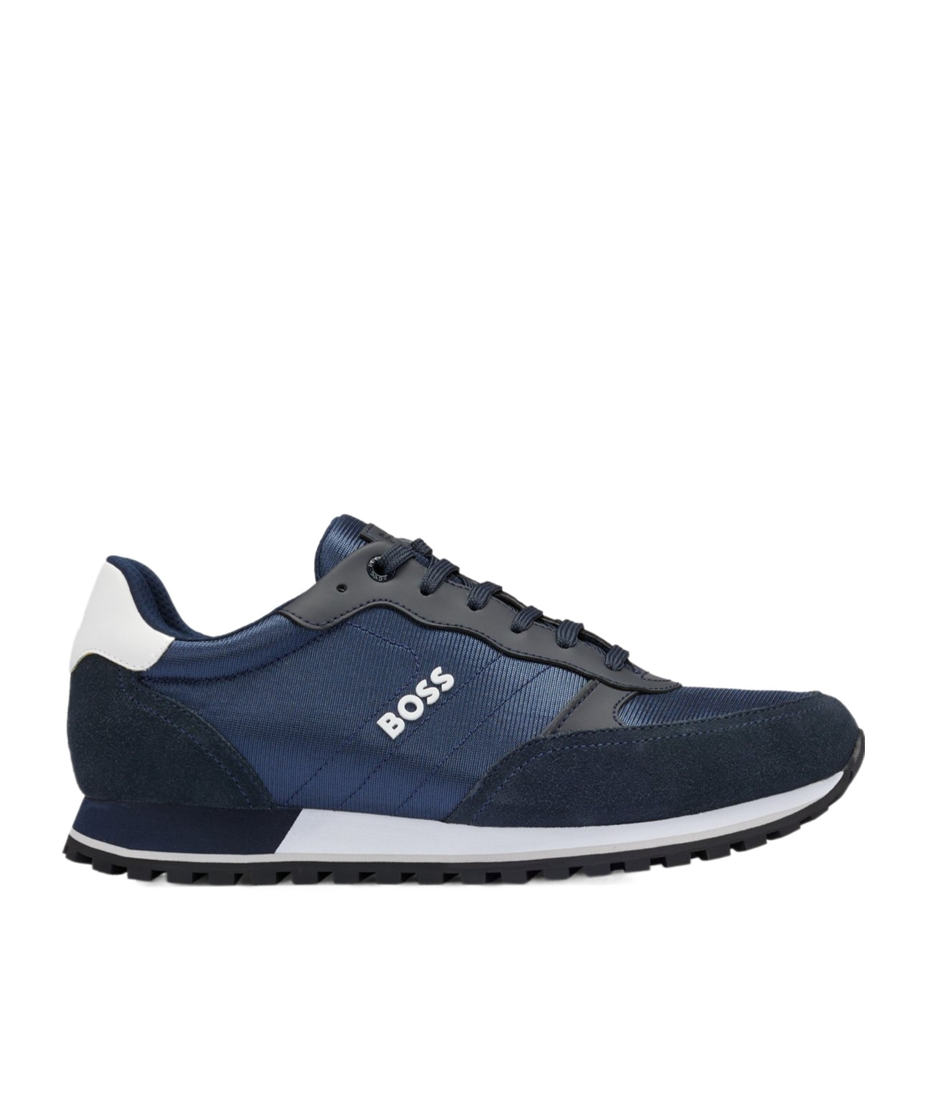 Hugo Boss Mixed-material Trainers With Faux-leather Trims In Black