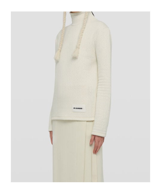 Jil Sander Oversized Cotton Sweatshirt With Subtle Logo Patch In White