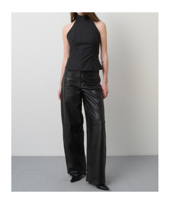 Remain Birger Christensen Sheepskin Panelled Straight-leg Trousers In Black