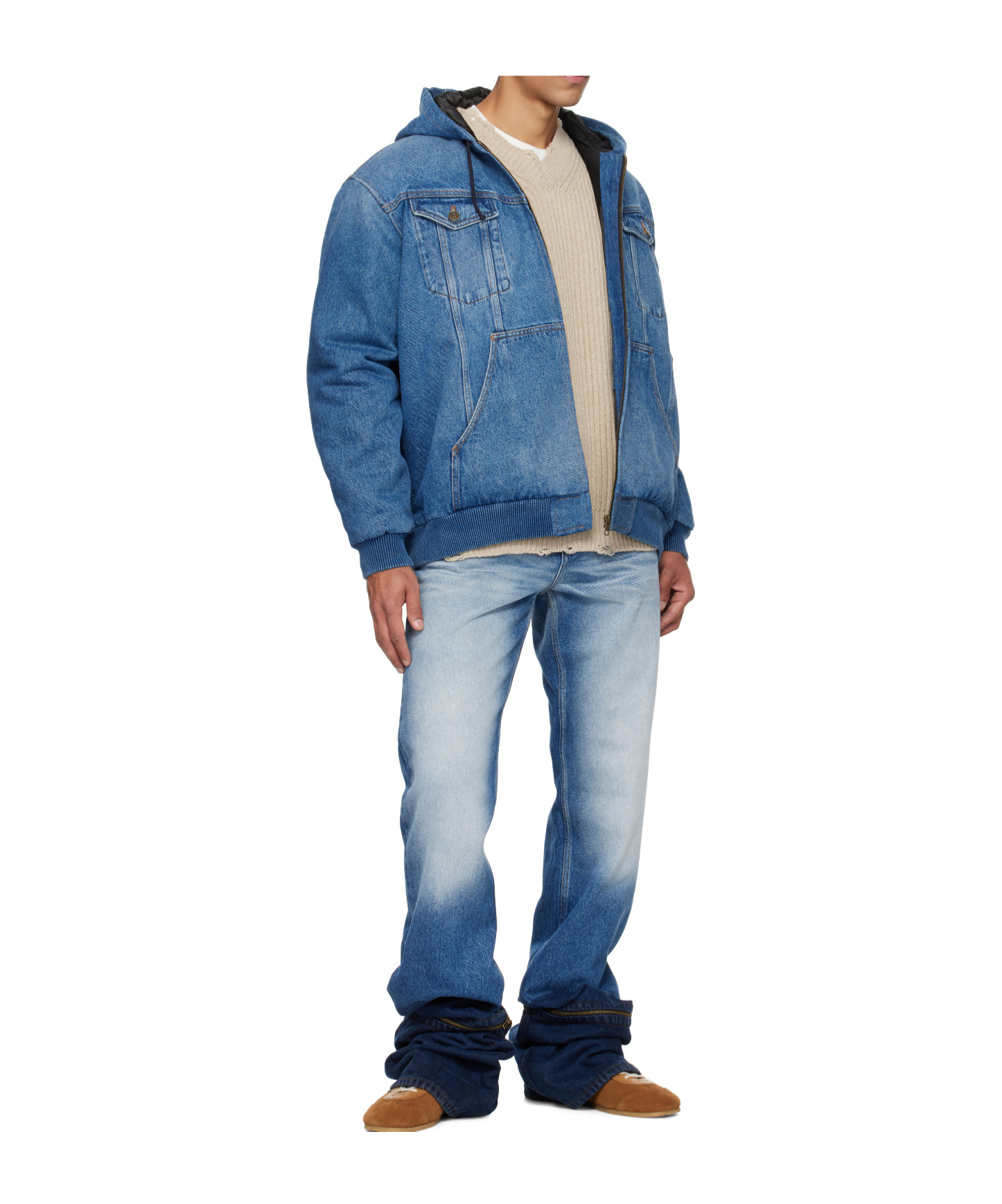 Egonlab Hooded Denim Jacket In Blue
