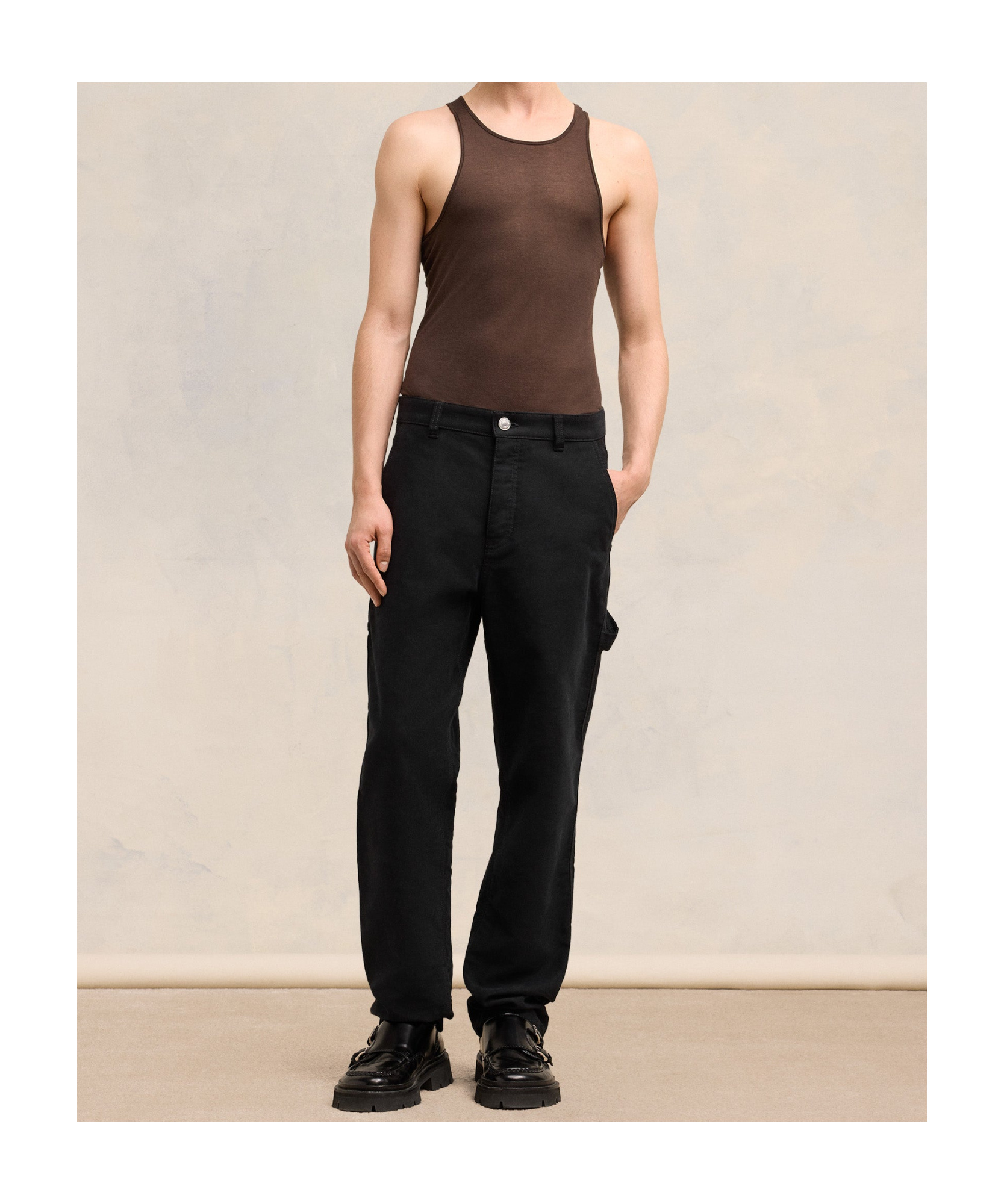 Shop Ami Alexandre Mattiussi Ami Logo-patch Worker Trousers In Black