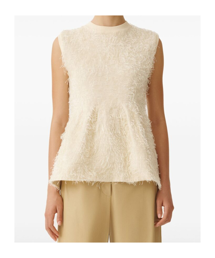 Fabiana Filippi Fringe Effect Viscose Tank Top In Nude