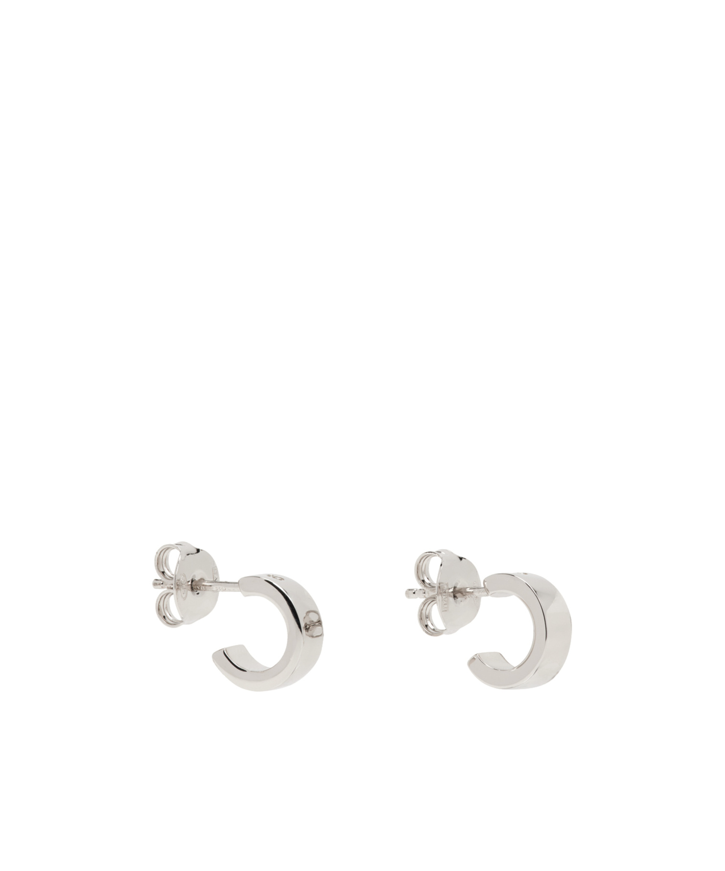 Mm6 Maison Margiela Silver Numeric Minimal Signature Hoop Earrings In White