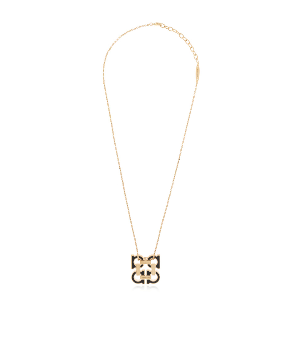 Ferragamo Gold Necklace With A Pendant In The Shape Of A Logo