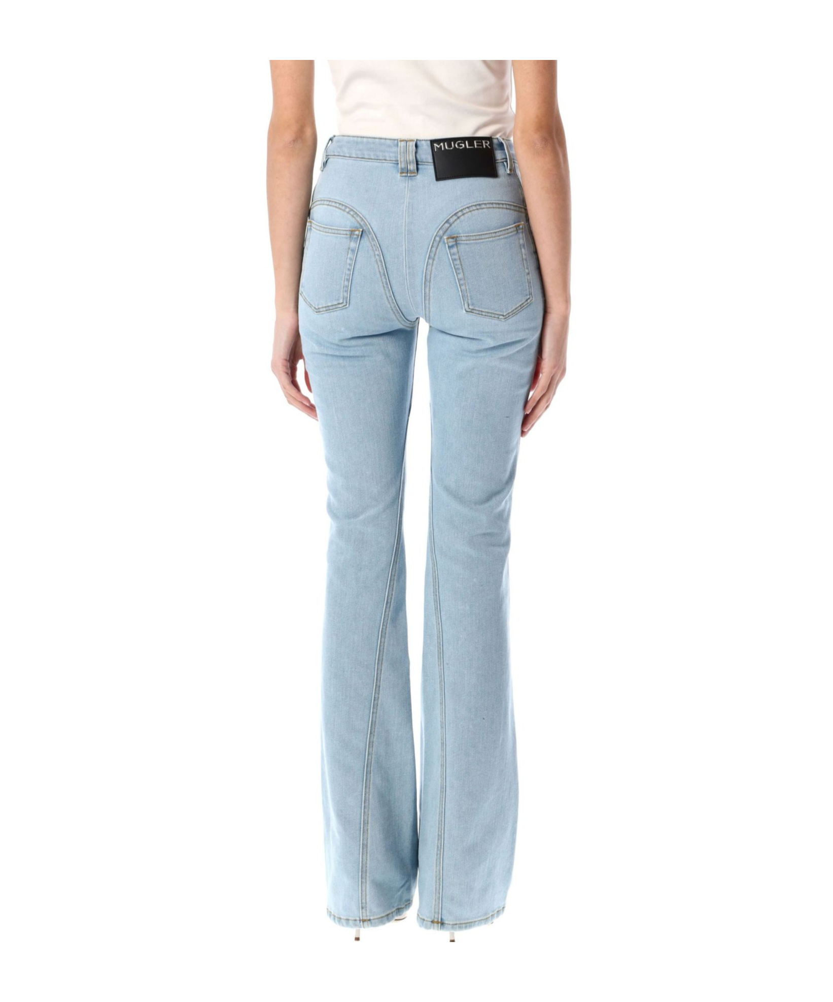Mugler Rhinestone-embellished Flared Jeans In Blue