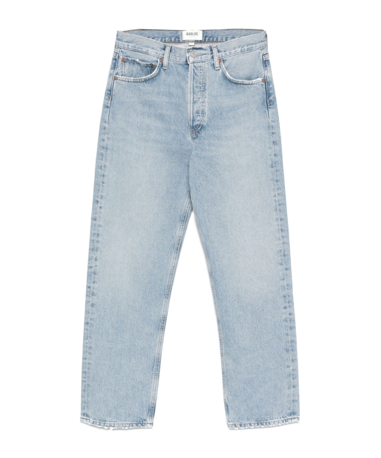 Agolde Wide-leg High-waisted Cotton Jeans In Gray