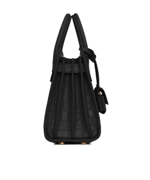 Saint Laurent Nano Sac De Jour Crocodile-effect Tote Bag In Black