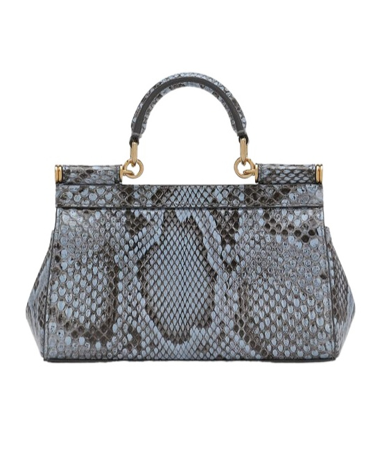 Dolce & Gabbana Dolce Gabbana Small Logo Plaque Embossed Sicily Handbag In Gray
