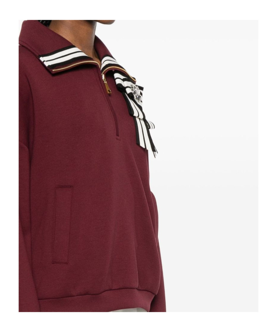 Twinset Bow-detail Short-zip Sweatshirt In Yellow