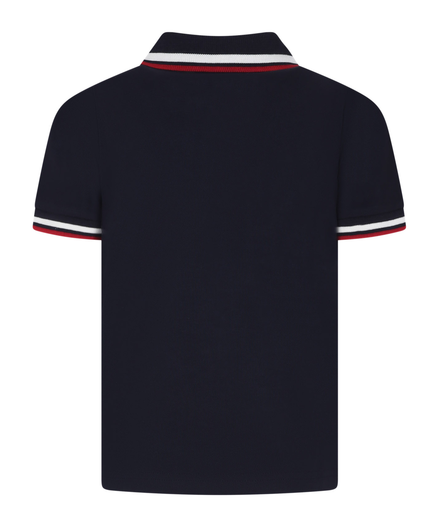Moncler Enfant Logo Patch Polo Shirt In Black