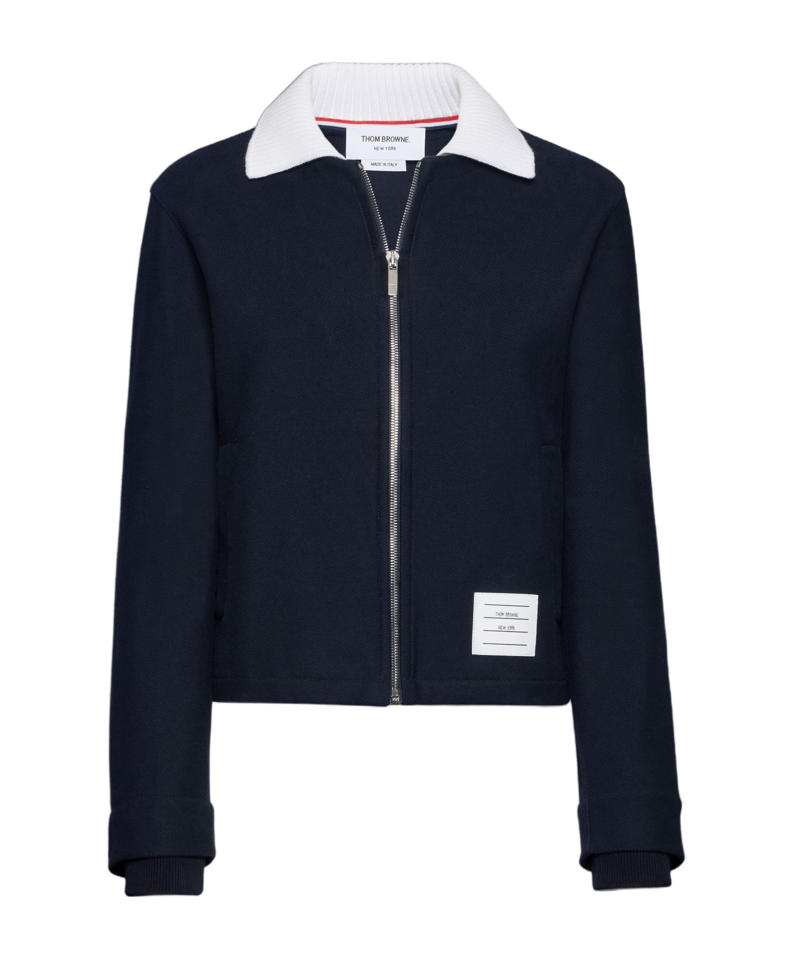 Thom Browne Ribbed Collar Jacket In Blue