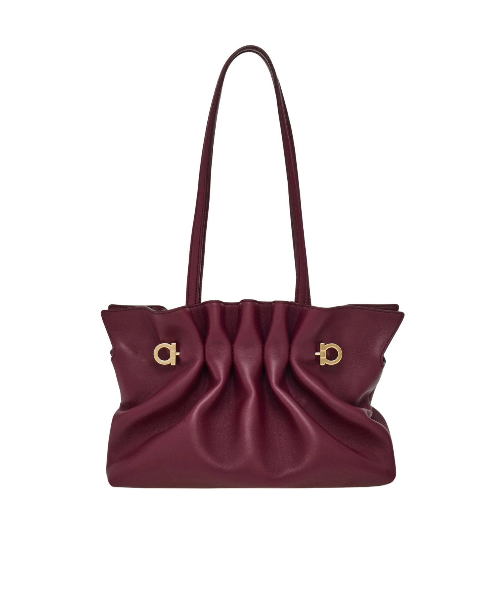 Ferragamo Small Double-gancini Gathered Shoulder Bag In Purple
