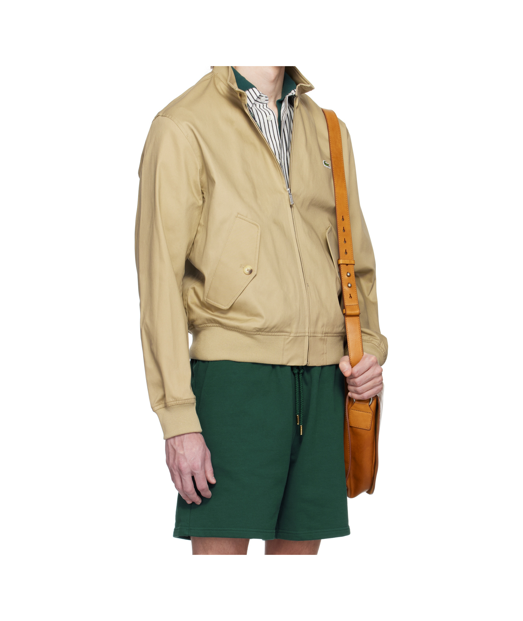 Lacoste Beige Showerproof Cotton Twill Harrington Jacket In Nude