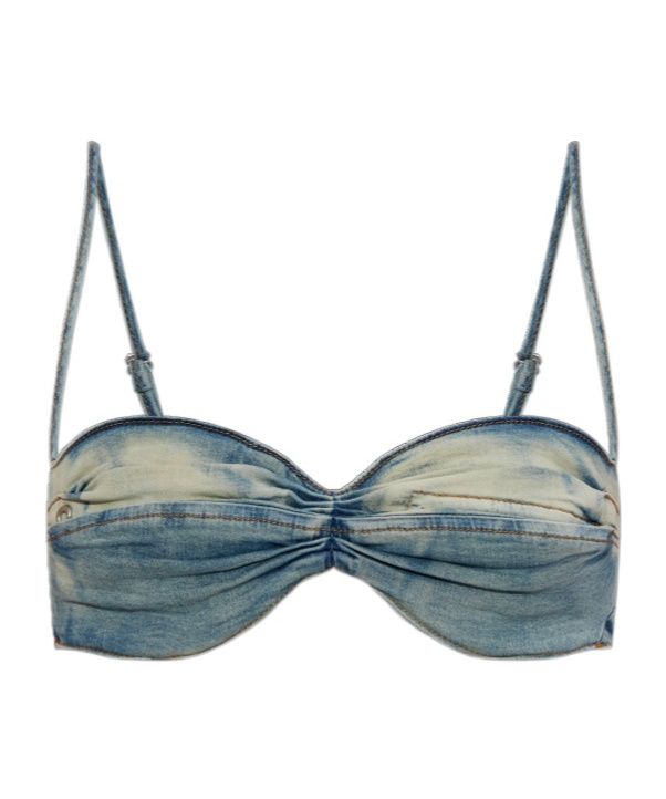 Diesel Denim Top With Zip Pocket Detailing In Gray