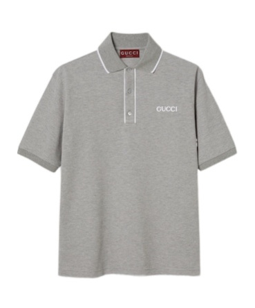 Gucci Embroidery Beaded Polo Shirt In Gray