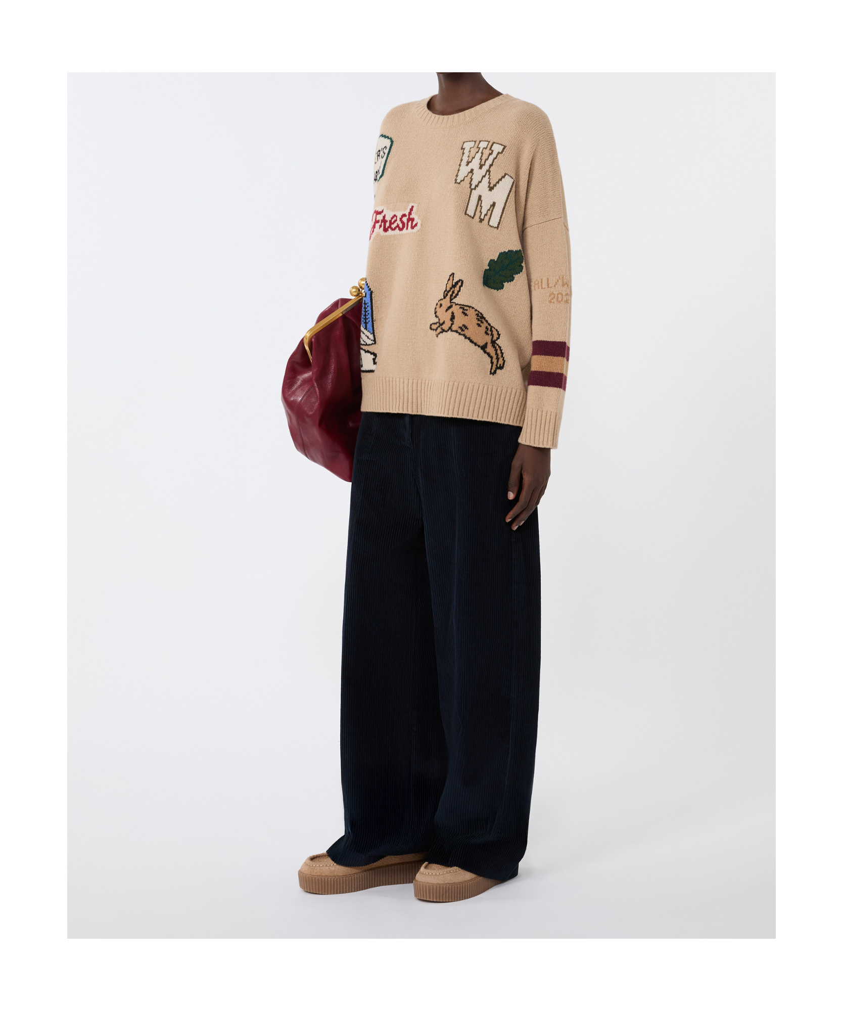 Weekend Max Mara Wide Corduroy Trousers In Blue