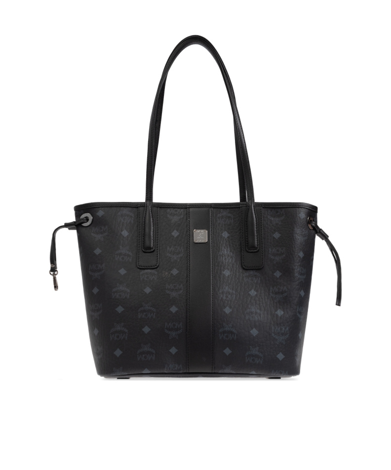 Mcm Canvas Liz Shopping Bag With Logo Pattern In Black