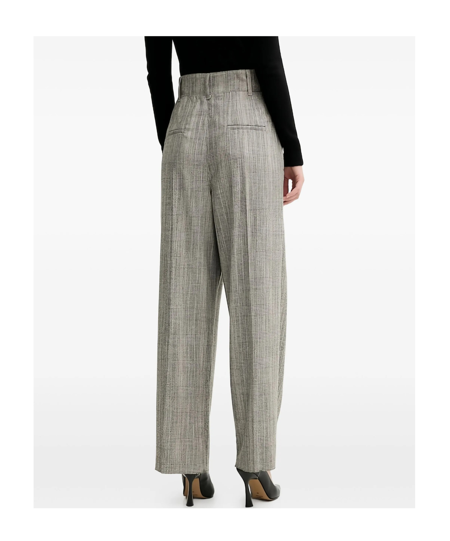 Marella Pleated Check Trousers In Gray